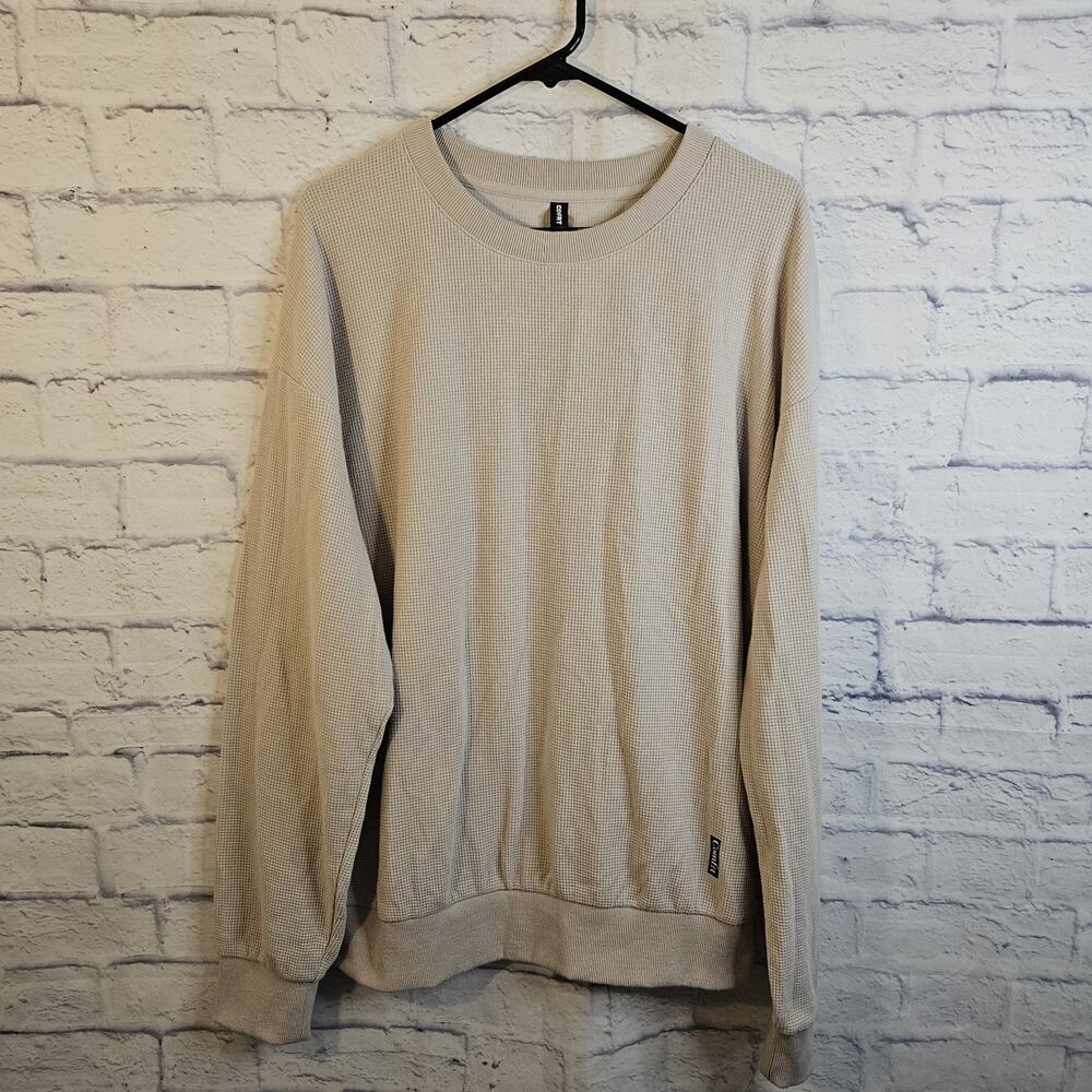 Comfrt Waffle Knit Long Sleeve Lounge Top Beige Size L Large Comfort